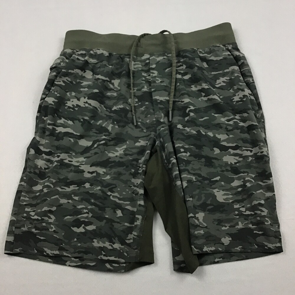 Lululemon Shorts Men Medium Green T.H.E Camo Linerless Athletic Running Gym M
